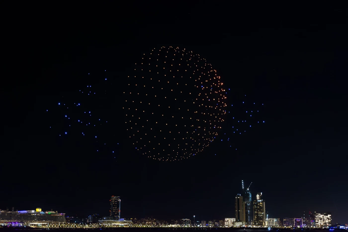 Drone show concept bringing a story to the night sky