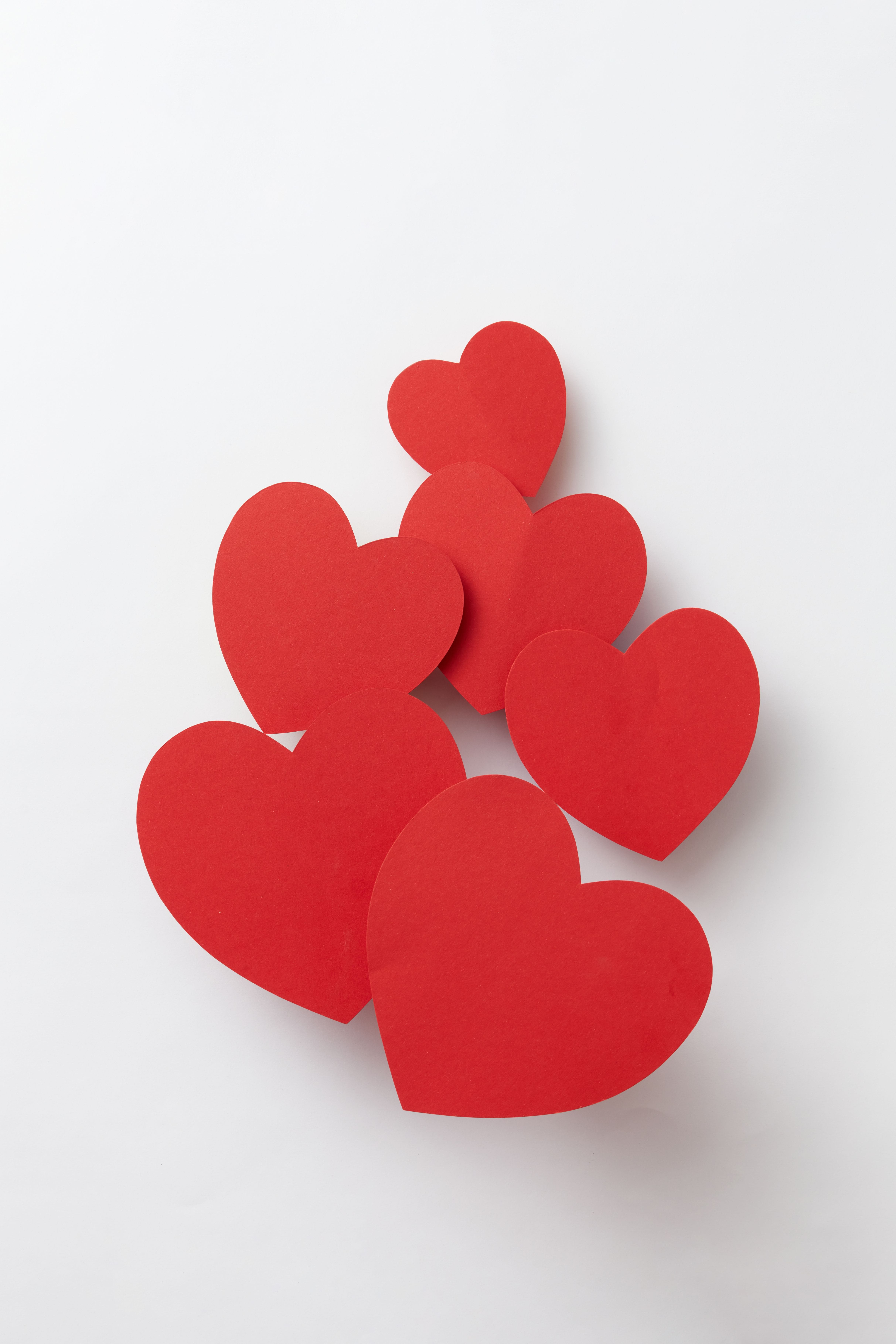 Red paper hearts for the Valentine’s Day show