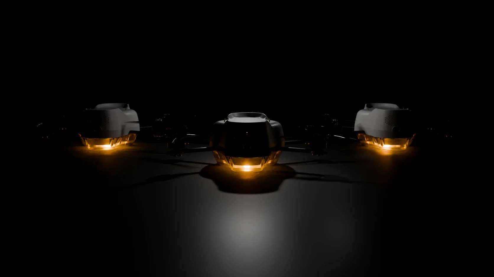 Three Starbound Spectra drones on a dark background